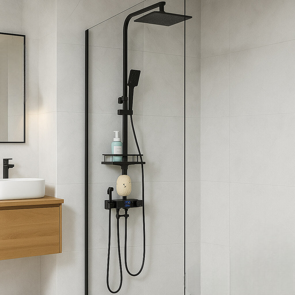 Robinet douche thermostatique 4 sorties - Noir - Thermostatique