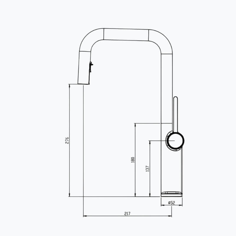 Robinet de cuisine design en laiton - Bec extractible & rotatif - Vert