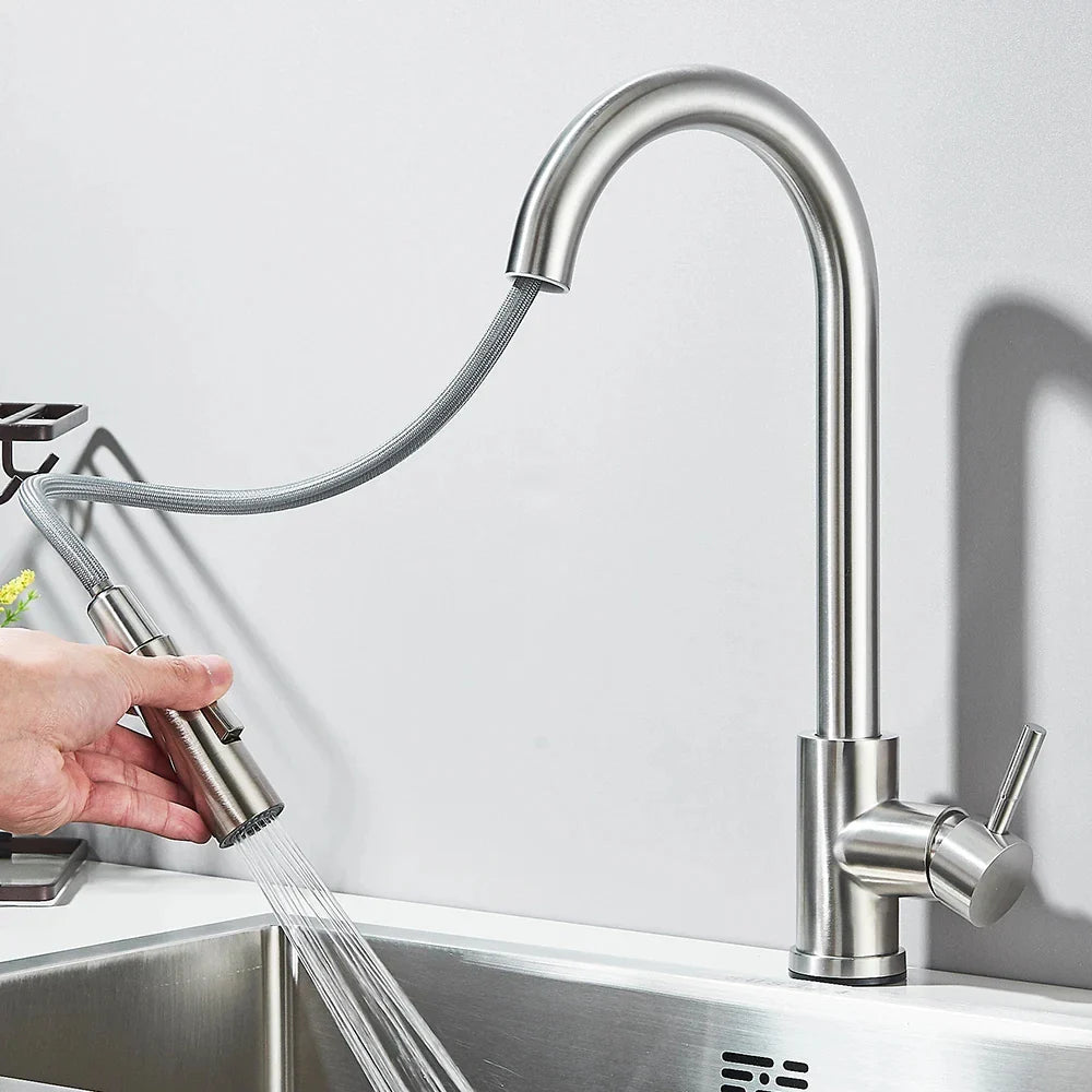 Robinet douchette jet pulvérisateur - Gris brossé