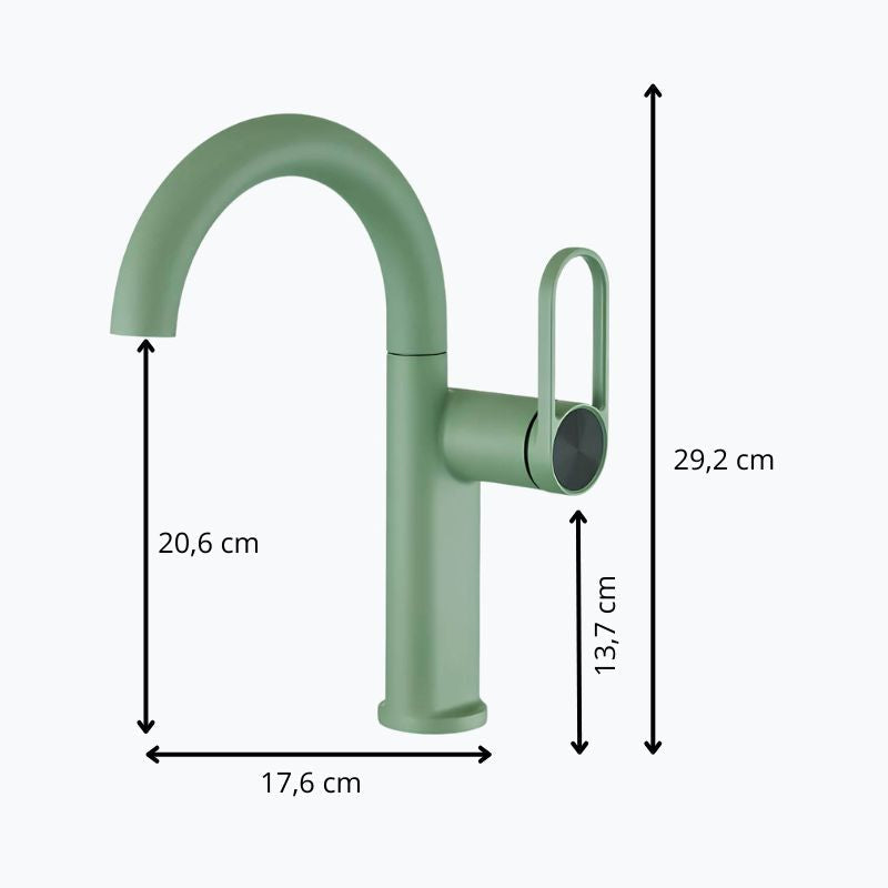 Robinet lavabo haut en laiton - mitigeur avec bec pivotant - Chrome - Long