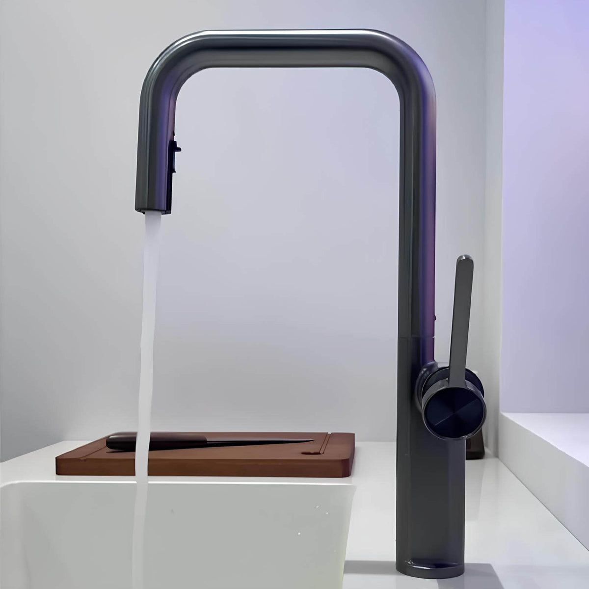 Robinet de cuisine design en laiton - Bec extractible & rotatif - Vert