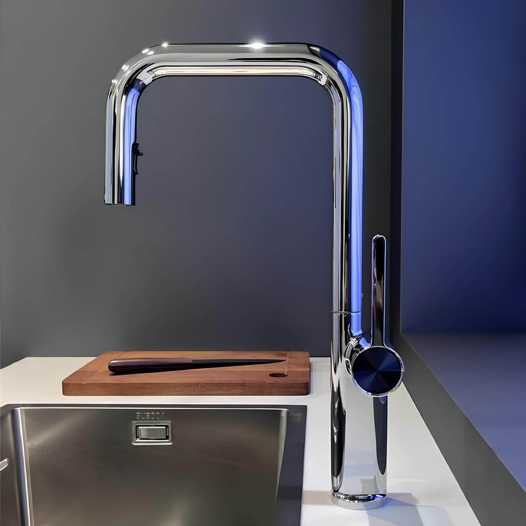 Robinet de cuisine design en laiton - Bec extractible & rotatif - Vert