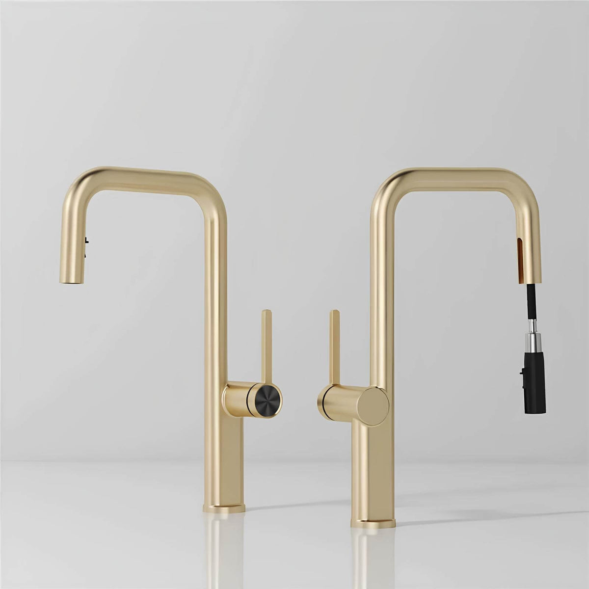 Robinet de cuisine design en laiton - Bec extractible & rotatif - Vert