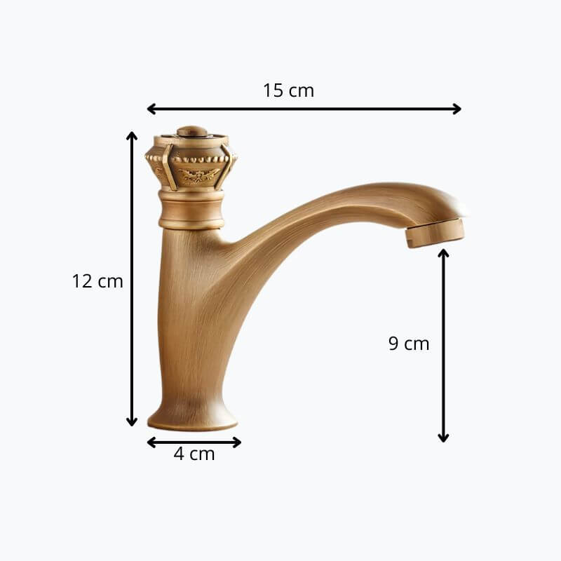 Robinet lavabo en laiton - Eau froide uniquement, finition antique - Or brossé
