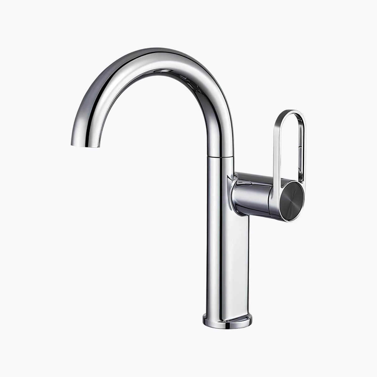 Robinet lavabo haut en laiton - mitigeur avec bec pivotant - Or brossé - Court