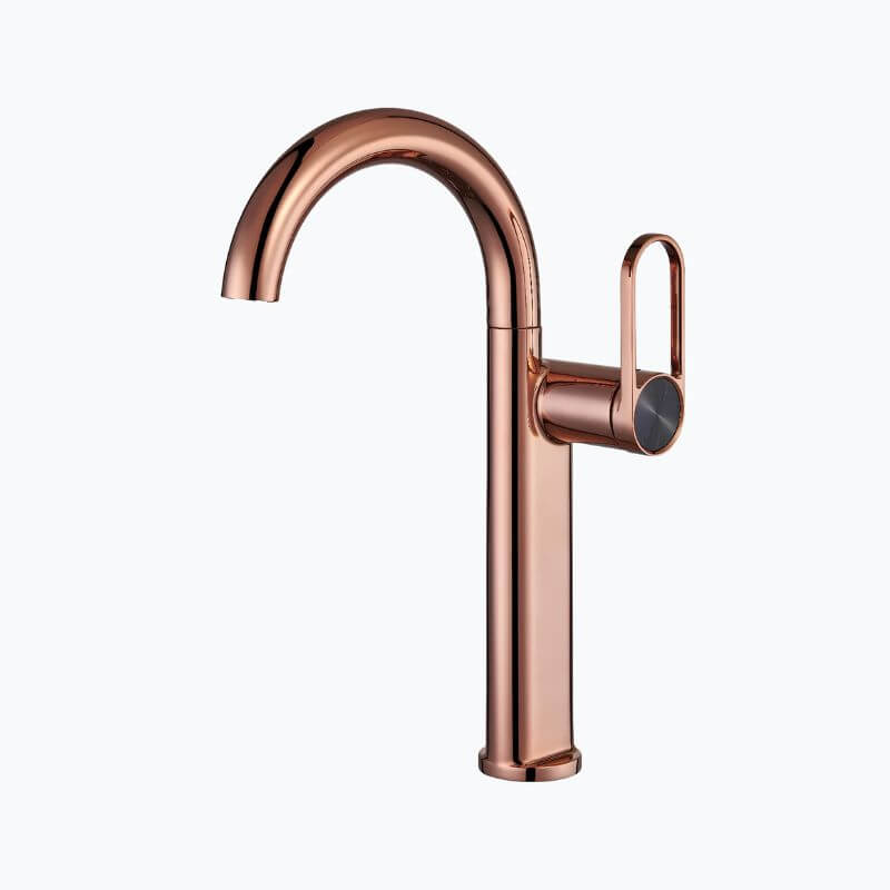 Robinet lavabo haut en laiton - mitigeur avec bec pivotant - Noir - Court
