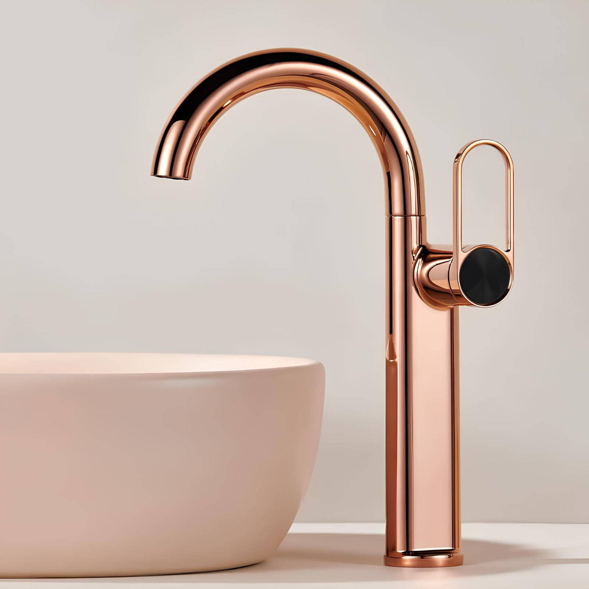 Robinet lavabo haut en laiton - mitigeur avec bec pivotant - Noir - Long
