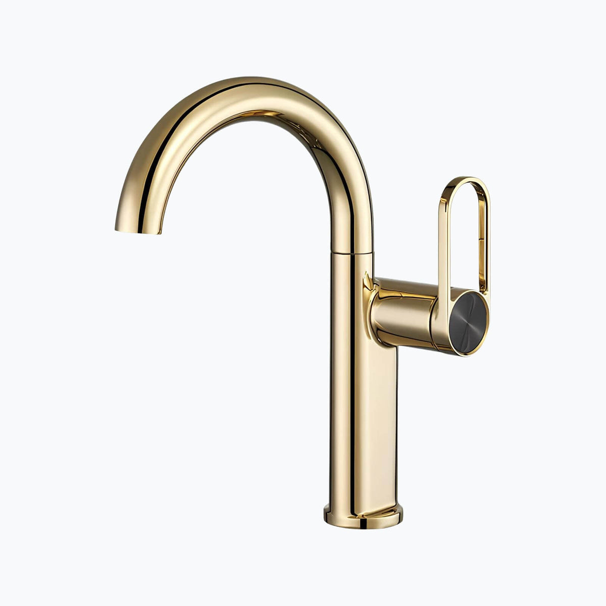 Robinet lavabo haut en laiton - mitigeur avec bec pivotant - Gris - Court