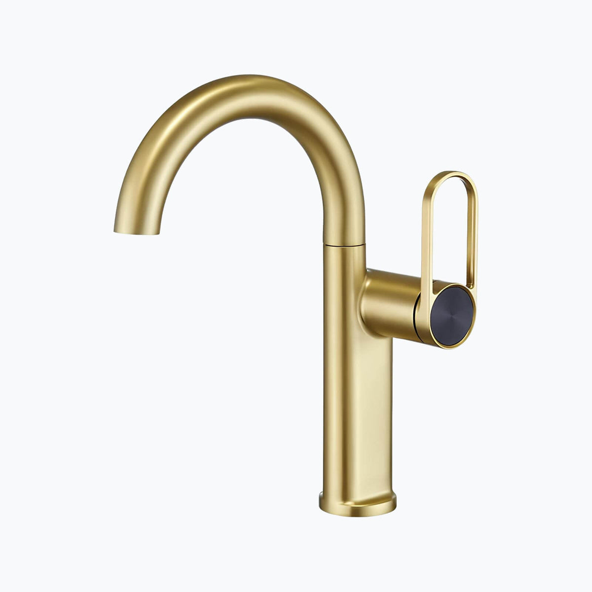 Robinet lavabo haut en laiton - mitigeur avec bec pivotant - Or rose - Court