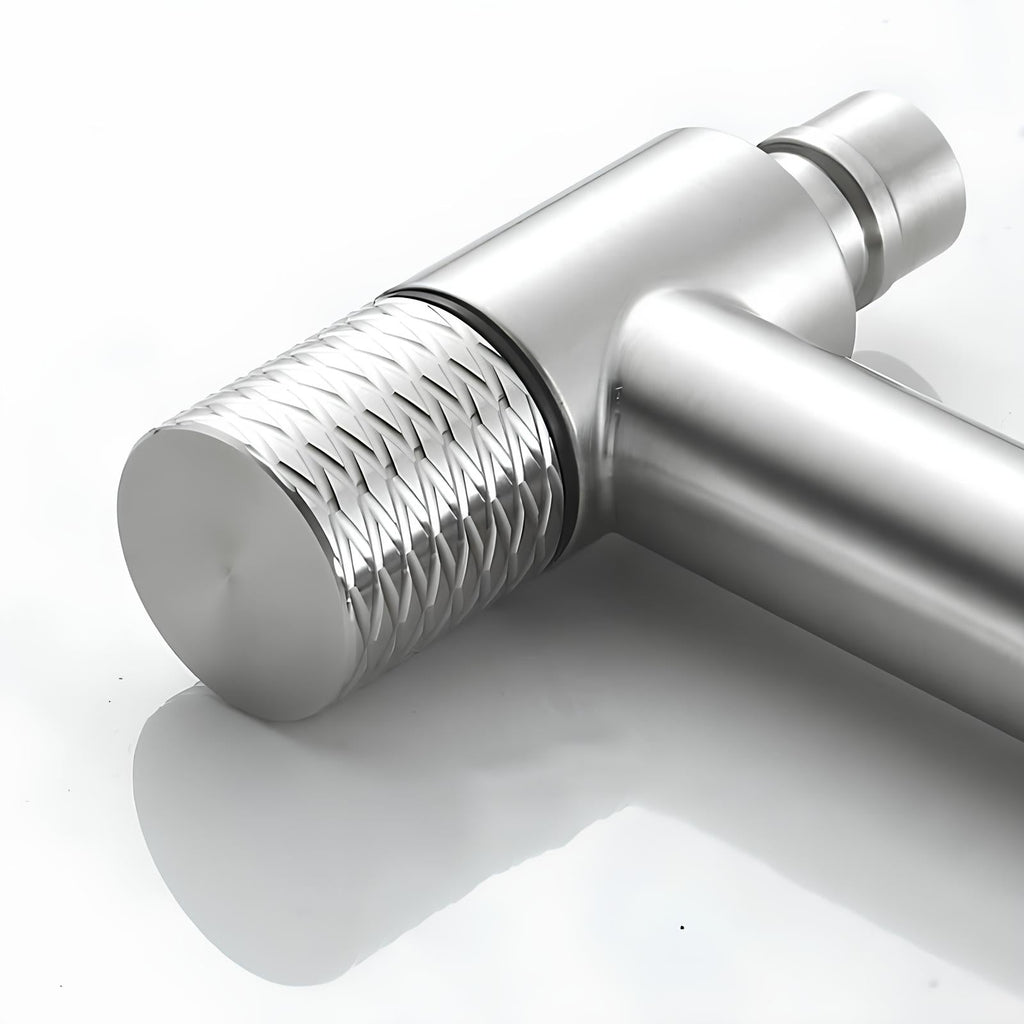 Robinet mural en acier inoxydable - eau froide uniquement, pour intérieur et extérieur - Gris - Sans filetage