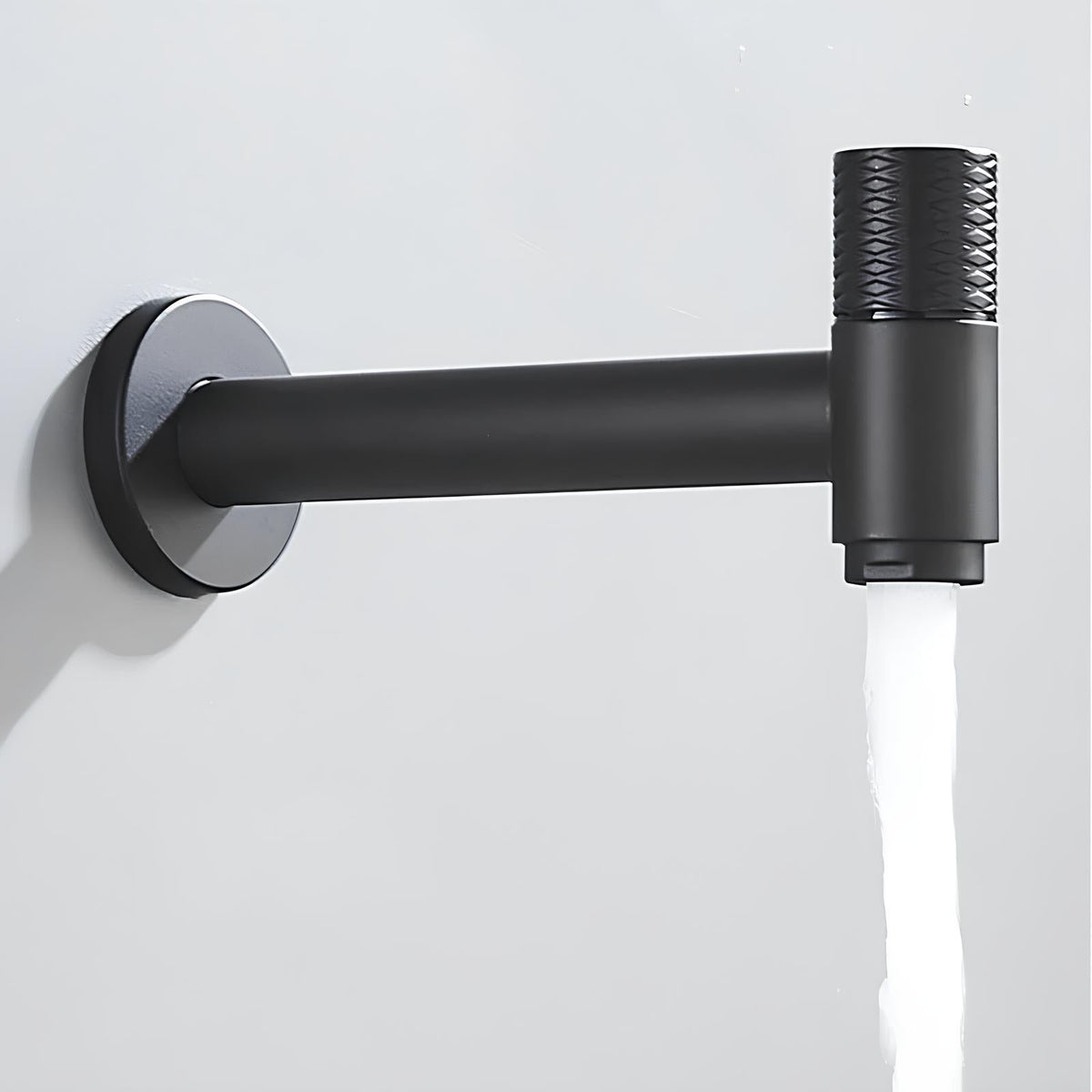 Robinet mural en acier inoxydable - eau froide uniquement, pour intérieur et extérieur - Gris - Sans filetage