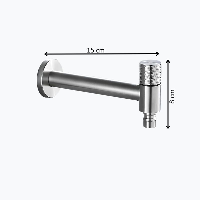 Robinet mural en acier inoxydable - eau froide uniquement, pour intérieur et extérieur - Gris - Sans filetage