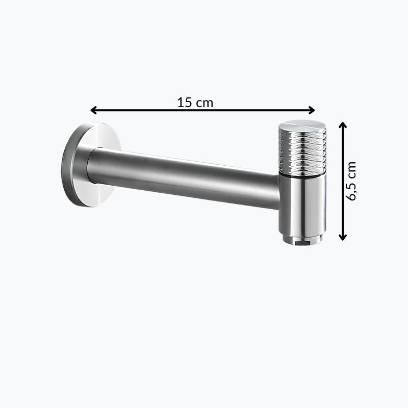 Robinet mural en acier inoxydable - eau froide uniquement, pour intérieur et extérieur - Gris - Sans filetage