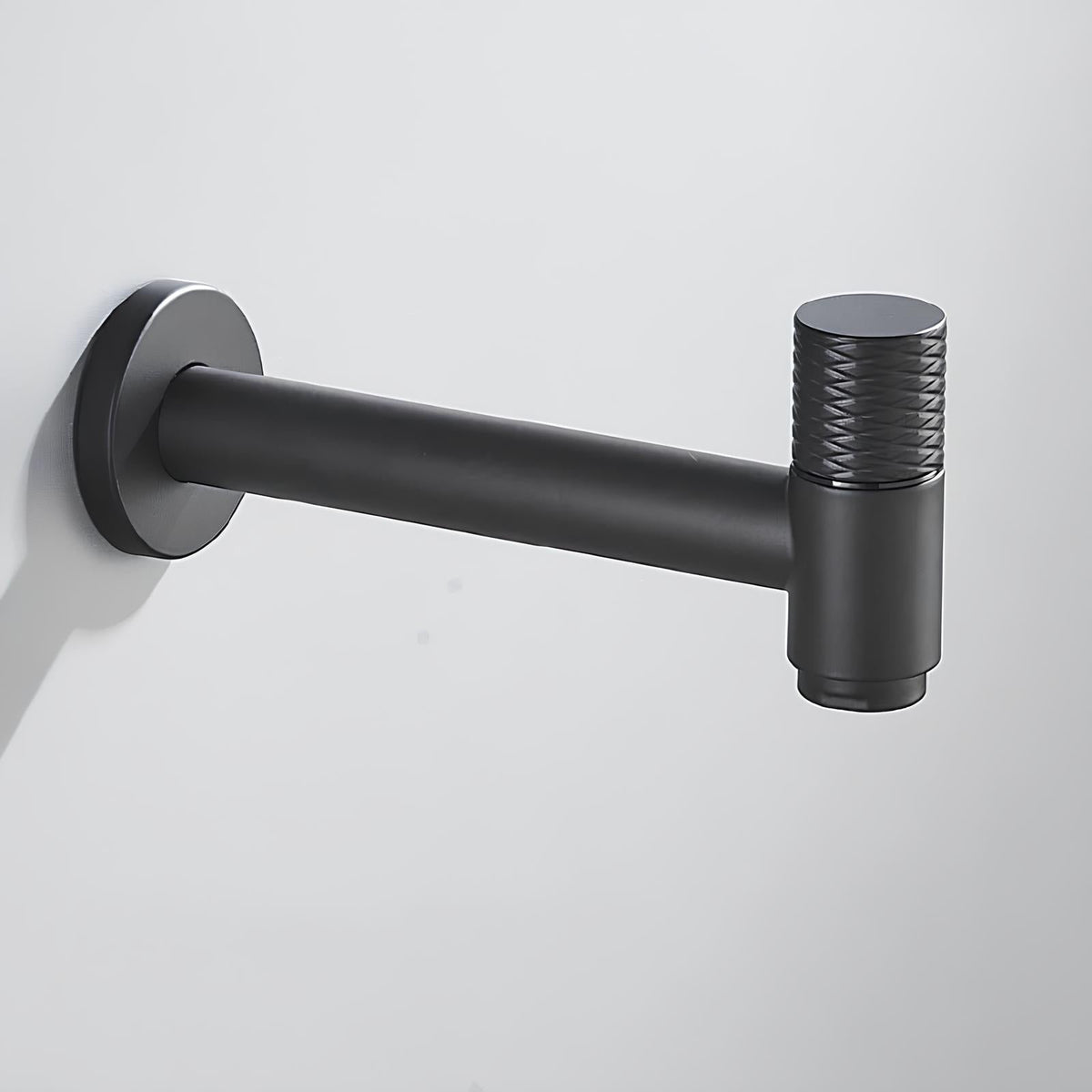 Robinet mural en acier inoxydable - eau froide uniquement, pour intérieur et extérieur - Noir - Avec filetage