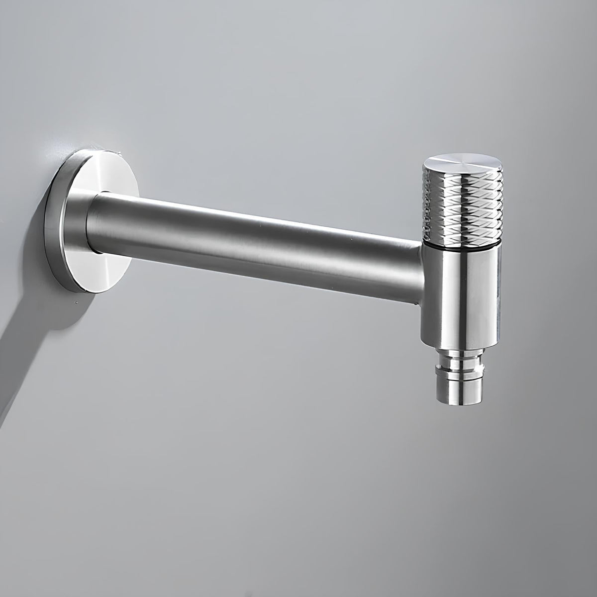 Robinet mural en acier inoxydable - eau froide uniquement, pour intérieur et extérieur - Gris - Sans filetage