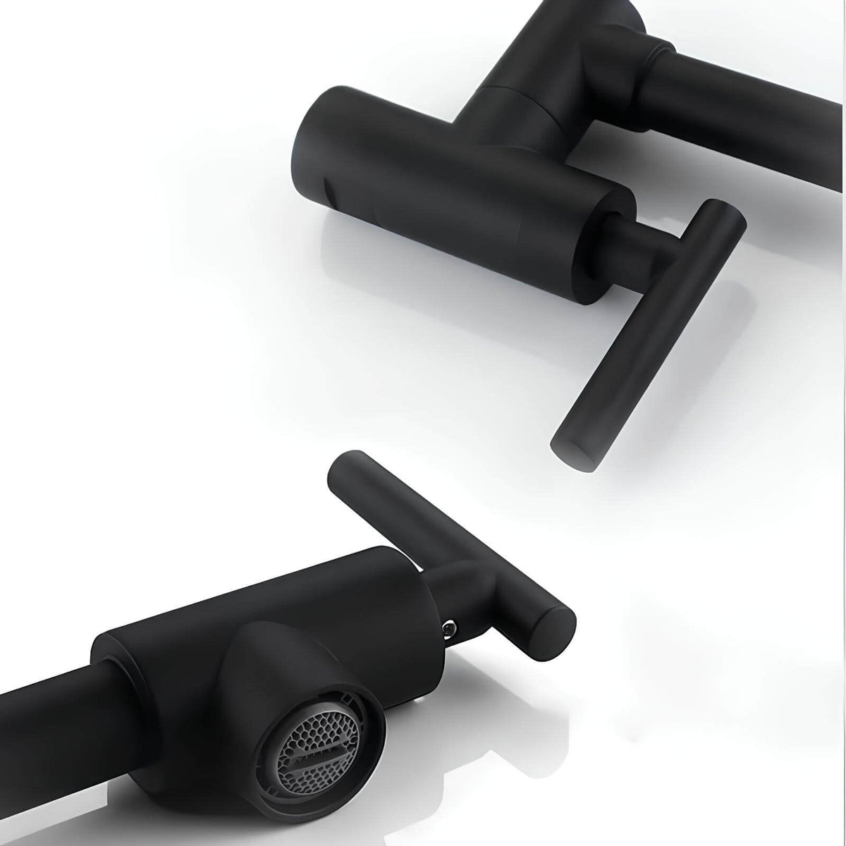 Robinet mural pliable en laiton - eau froide seulement, bec rotatif pour cuisine - Chrome