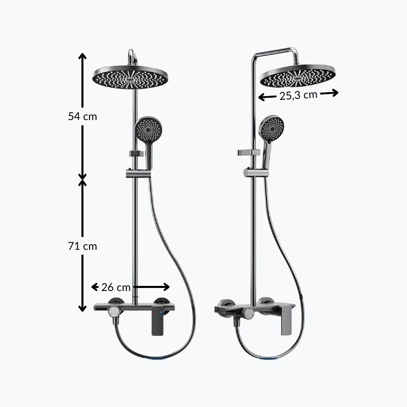 Colonne de douche multi-jet 3 Voies - Gris mat