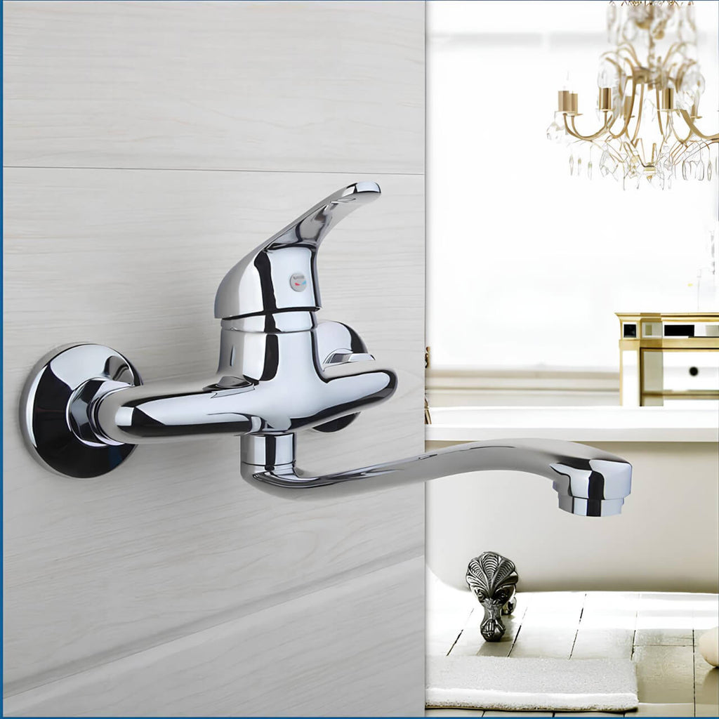 Robinet baignoire mural - design contemporain - Chrome