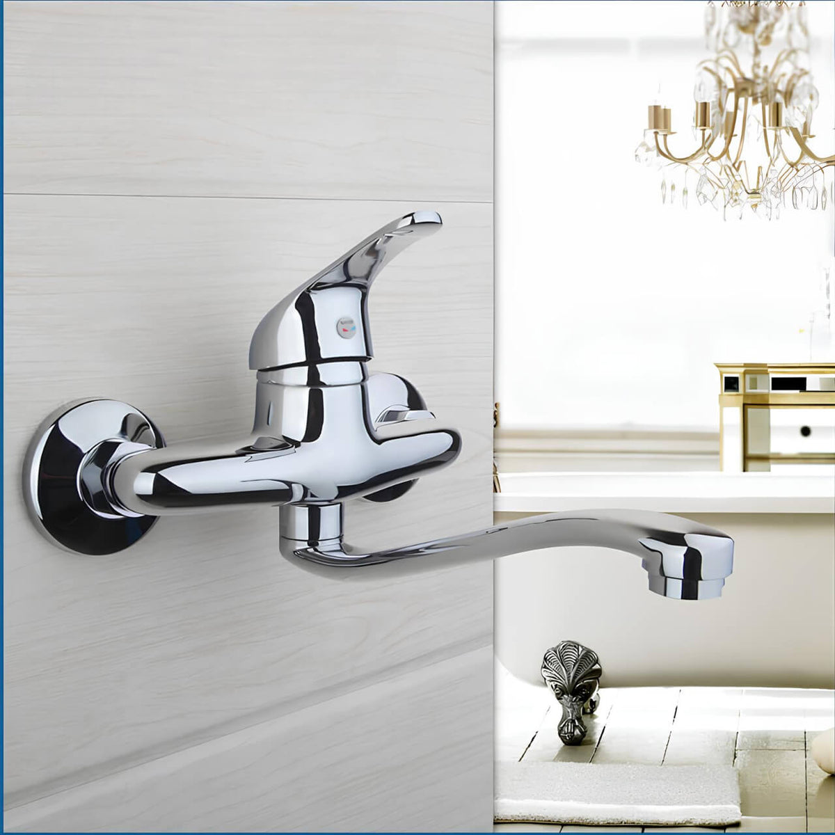Robinet baignoire mural - design contemporain - Chrome