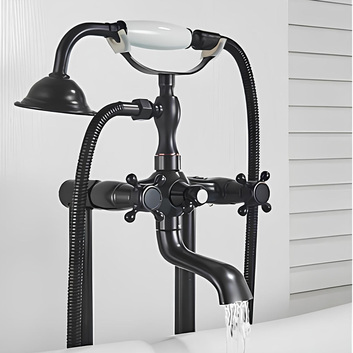 Robinet baignoire sur pied - design rétro - Bronze Antique