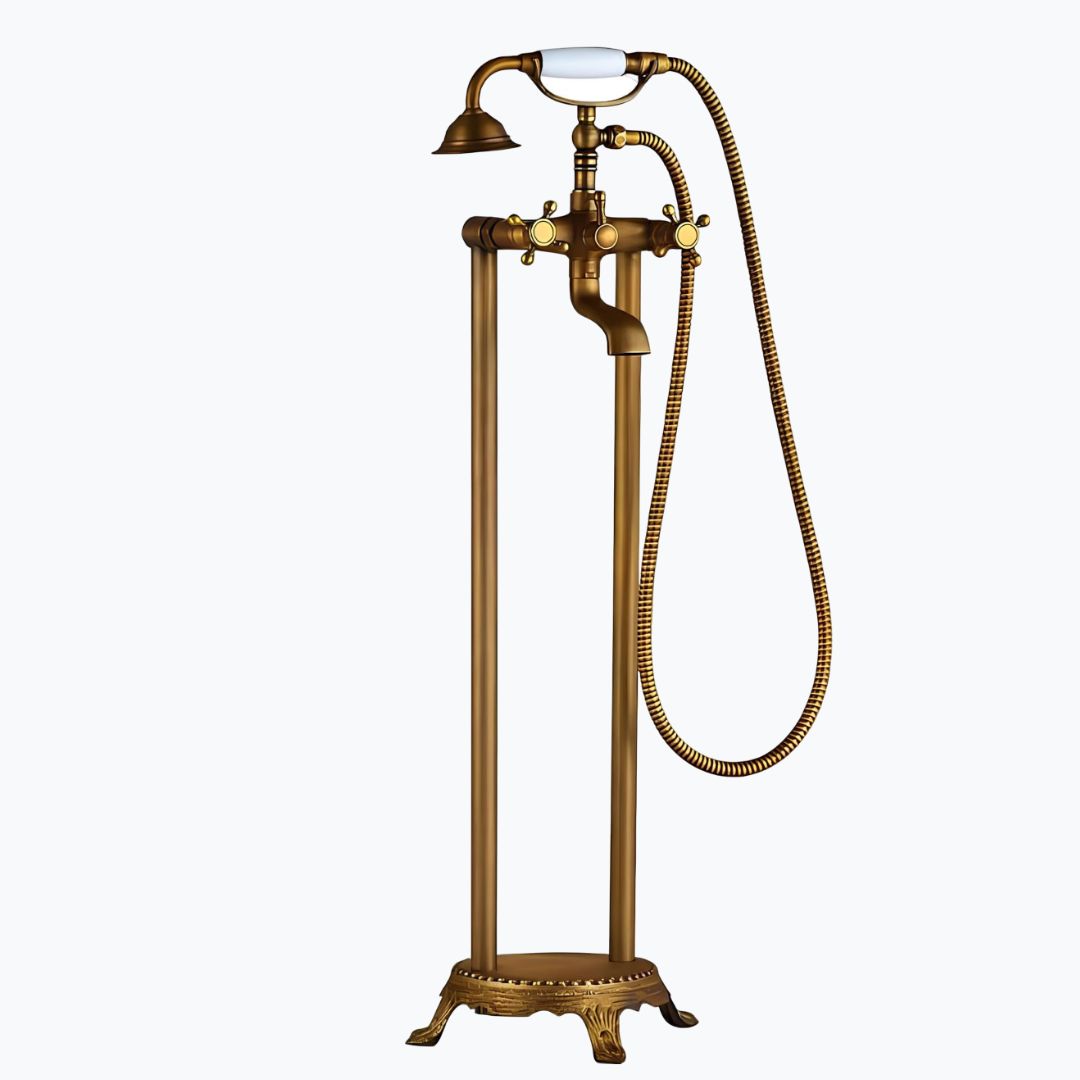 Robinet baignoire sur pied - design rétro - Bronze Antique