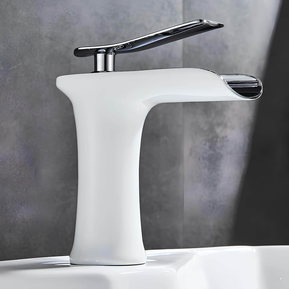 Robinet cascade de lavabo en laiton - Blanc