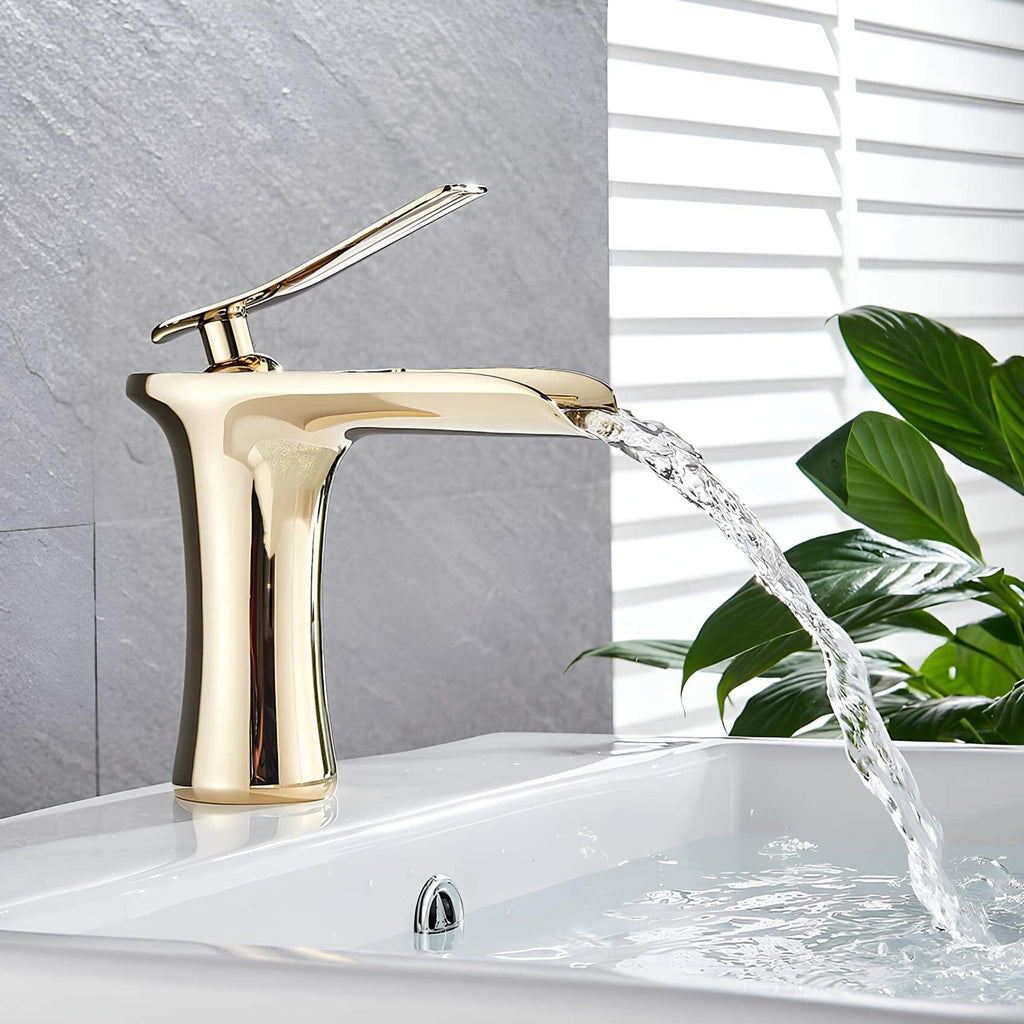 Robinet cascade de lavabo en laiton - Noir