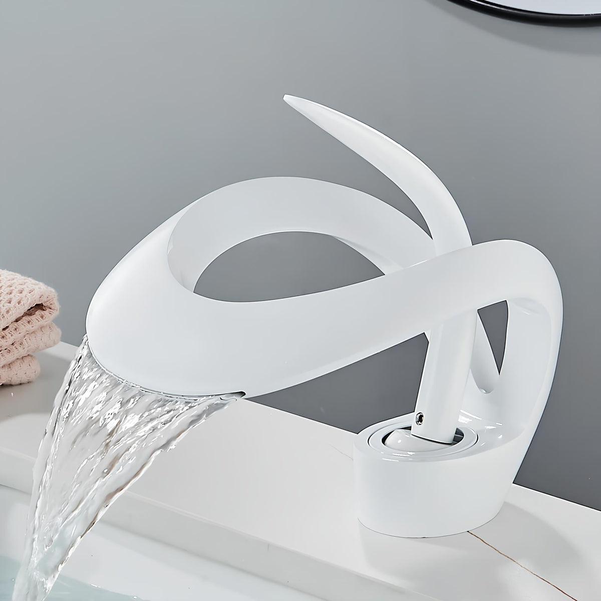 Robinet cascade pour lavabo - Gris mat