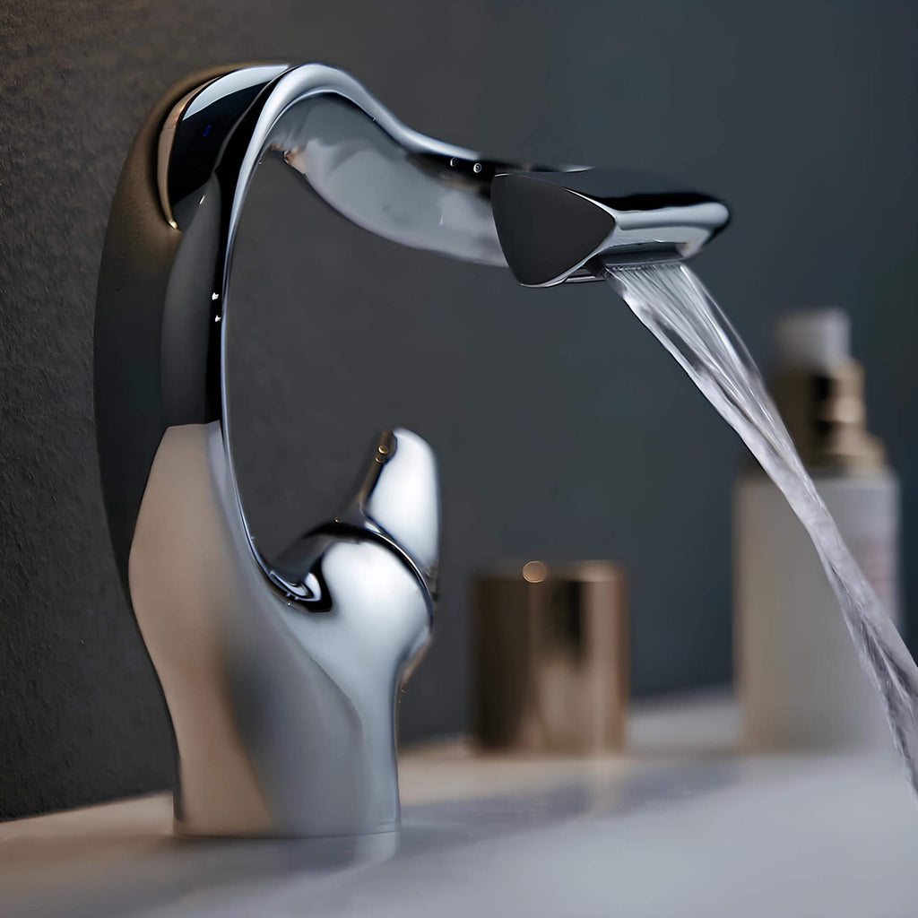 Robinet lavabo cascade - version compacte - Noir