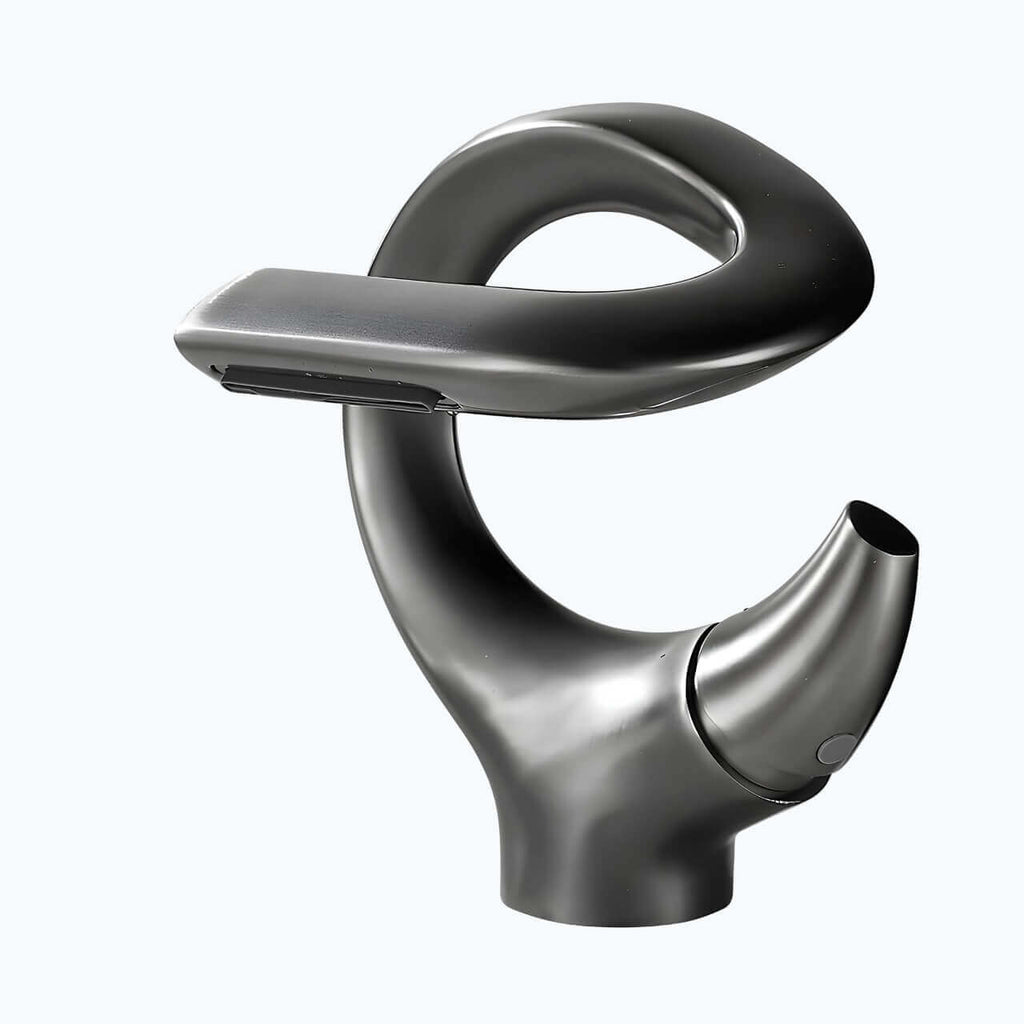 Robinet lavabo cascade - version compacte - Gris brossé