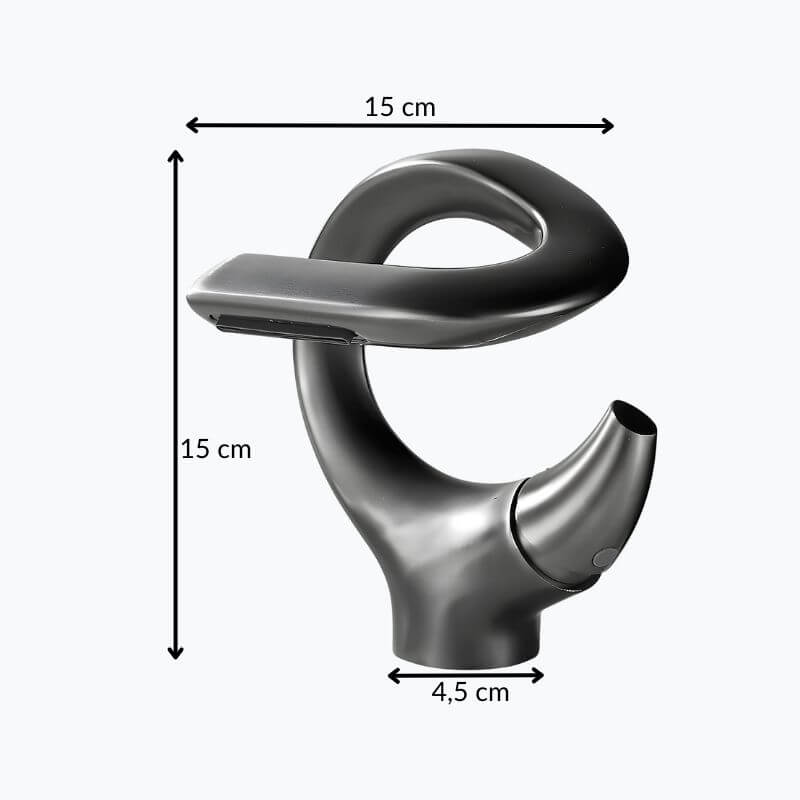 Robinet lavabo cascade - version compacte - Gris brossé