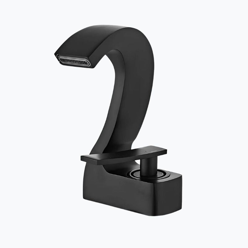 Robinet cascade moderne en laiton - mitigeur élégant pour lavabo - Gris brossé