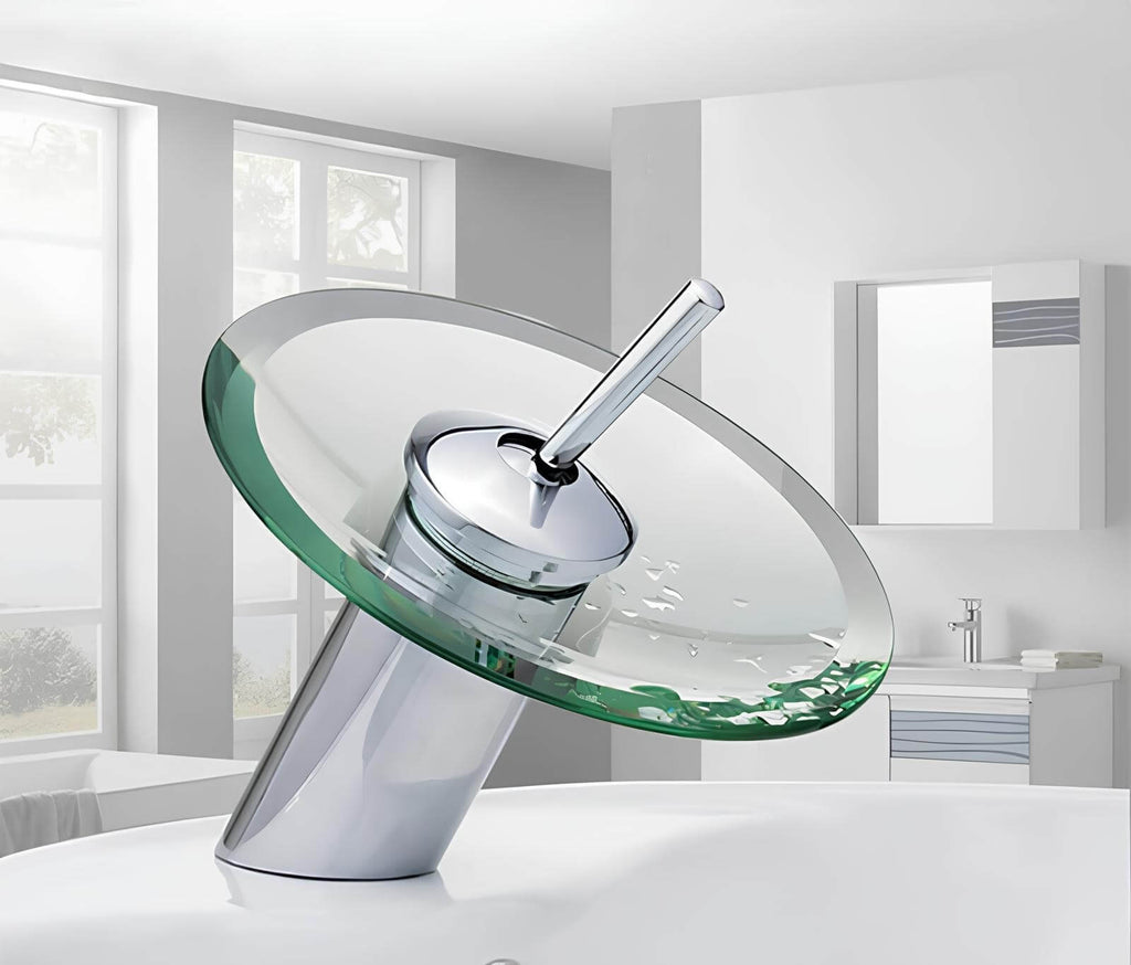 Robinet cascade rond en verre - Transparent