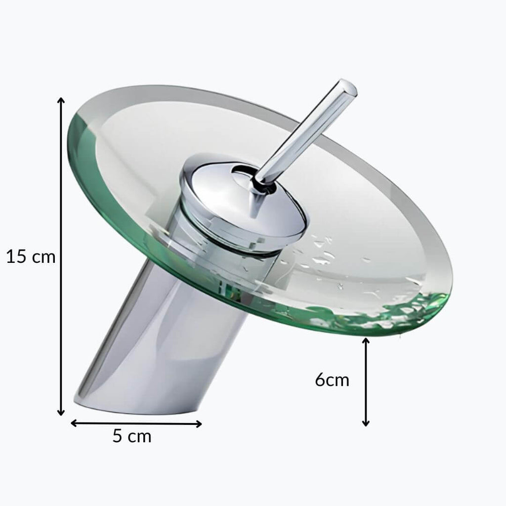 Robinet cascade rond en verre - Transparent