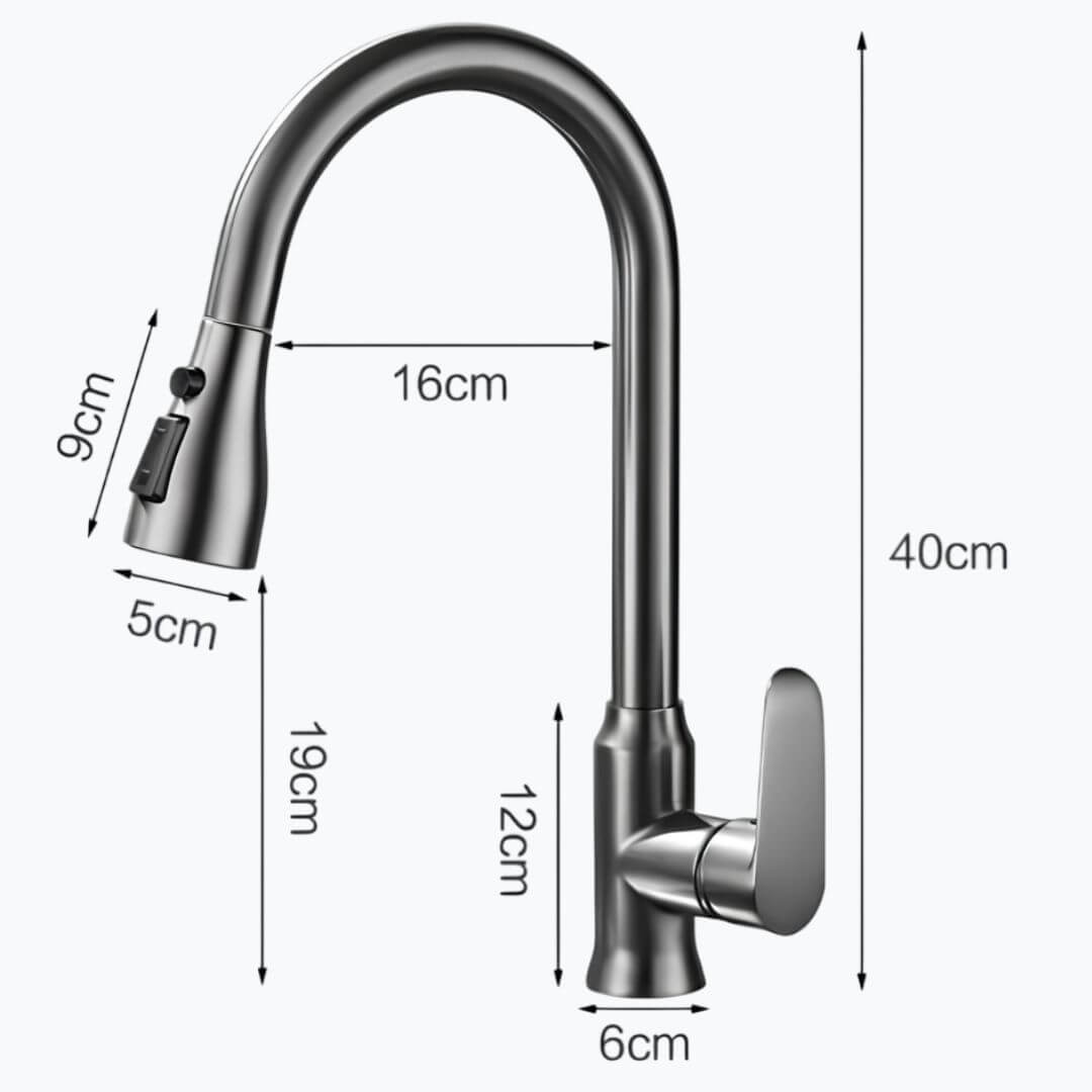 Robinet douchette cuisine bec rétractable - Noir