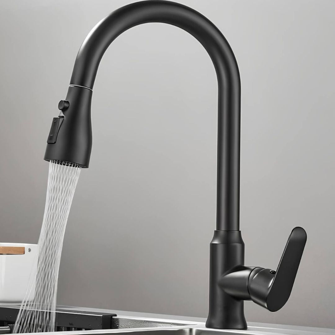Robinet douchette cuisine bec rétractable - Noir