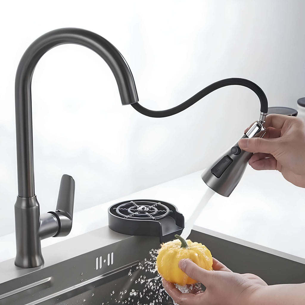 Robinet douchette cuisine bec rétractable - Noir