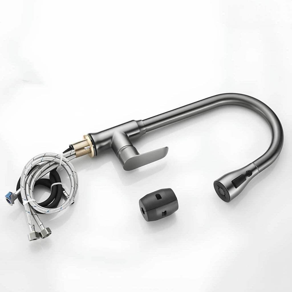 Robinet douchette cuisine bec rétractable - Noir