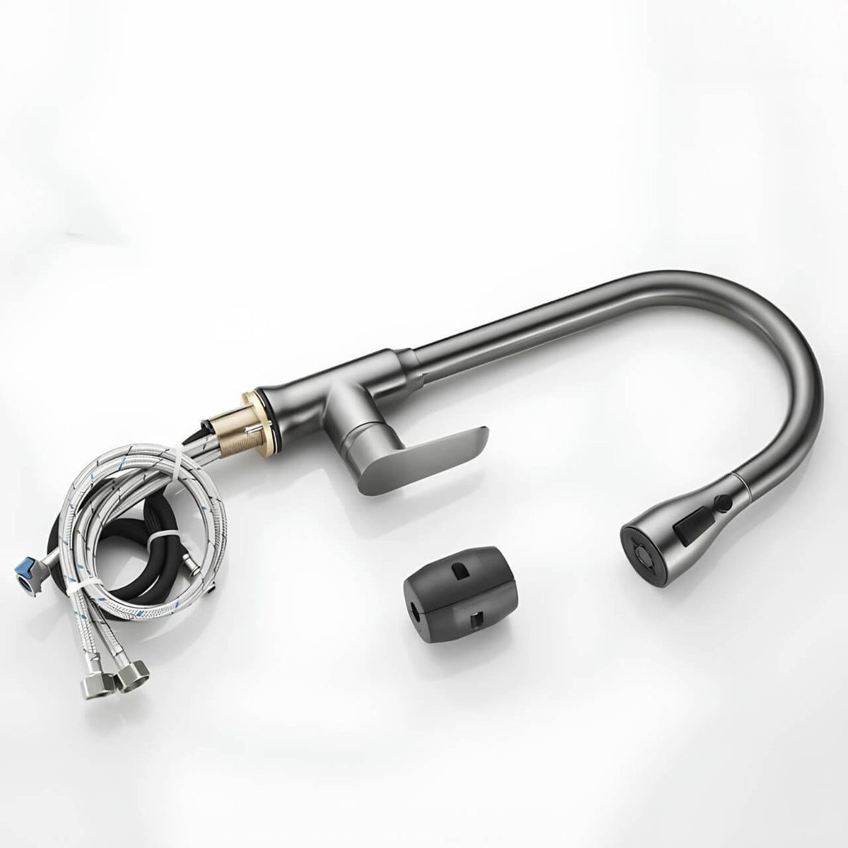 Robinet douchette cuisine bec rétractable - Noir