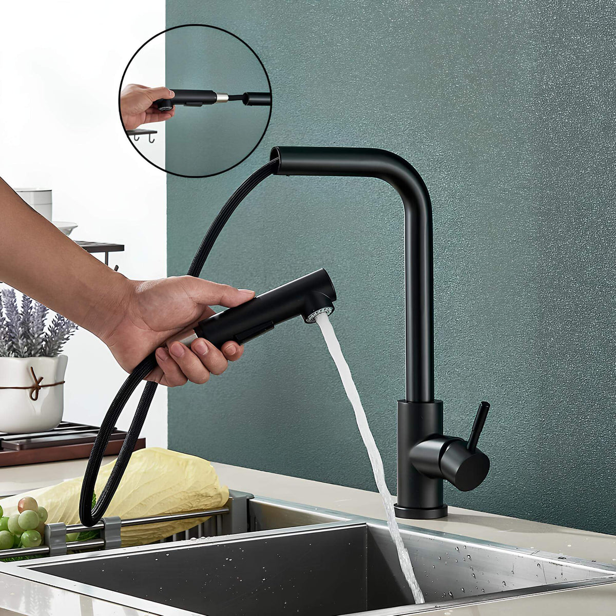 Robinet douchette - Design et pratique - Noir mat