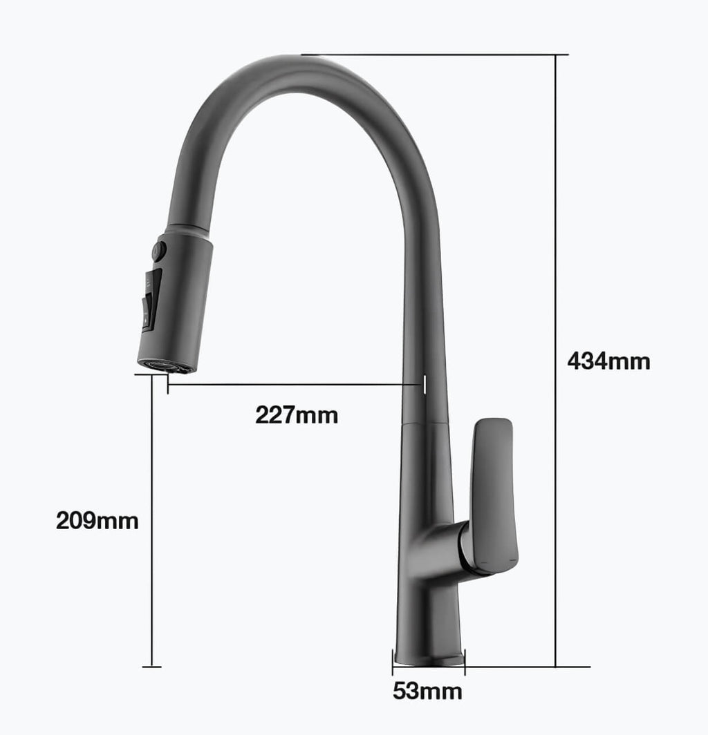 Robinet cuisine en laiton - mitigeur avec douchette extractible - Noir