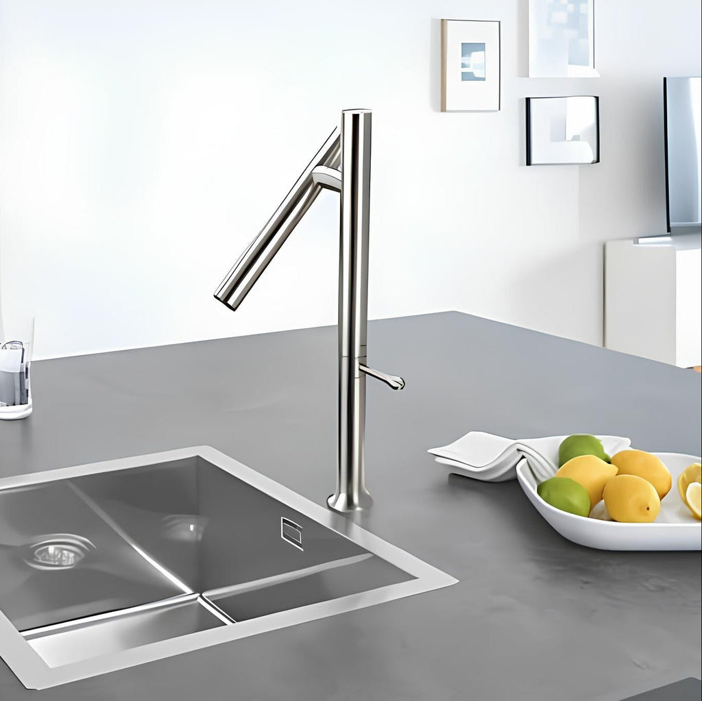 Robinet cuisine inox 304 - mitigeur à bec rotatif 360° - Gris clair