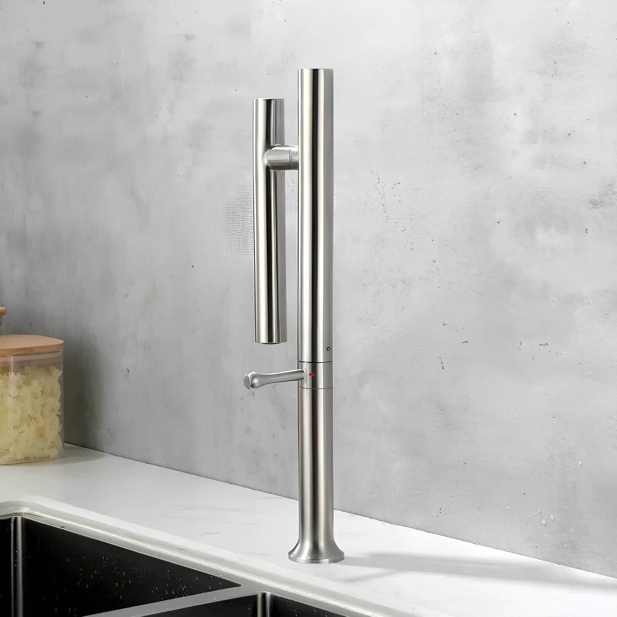 Robinet cuisine inox 304 - mitigeur à bec rotatif 360° - Gris clair