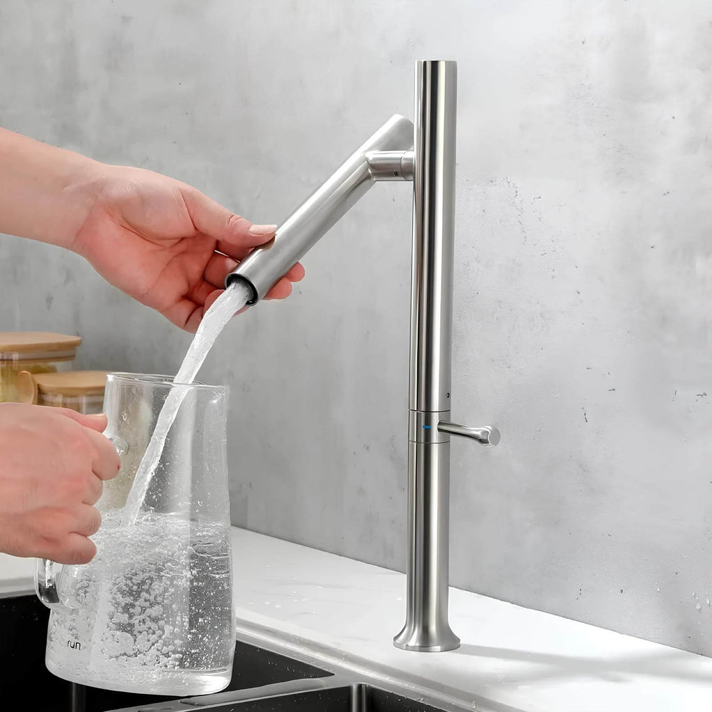 Robinet cuisine inox 304 - mitigeur à bec rotatif 360° - Gris clair