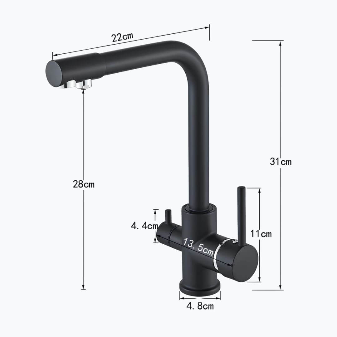 Robinet évier double voies - Noir chromé