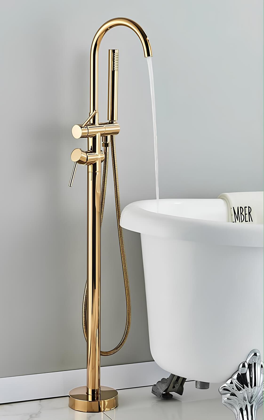 Robinet de baignoire sur pied - Or brossé