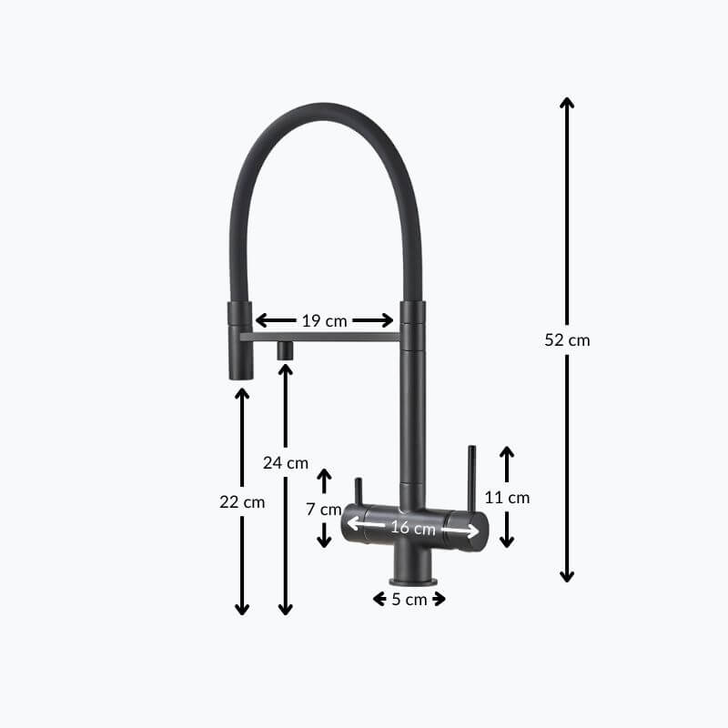 Robinet de cuisine avec douchette et sortie eau filtrée - Noir
