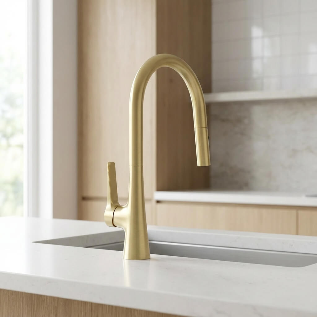 Robinet de cuisine douchette à bec extractible deux jets - Gris