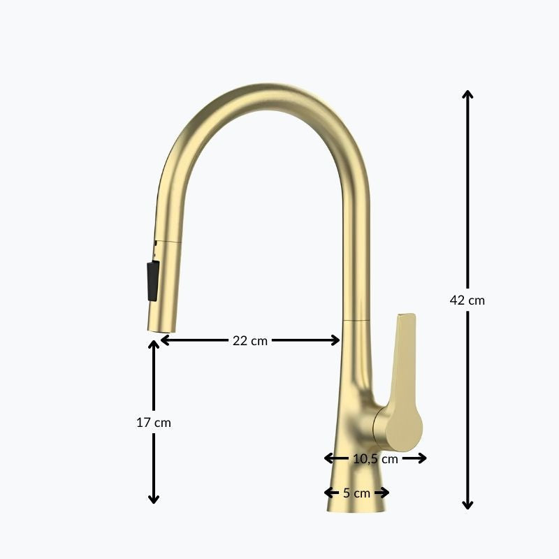 Robinet de cuisine douchette à bec extractible deux jets - Chrome et noir