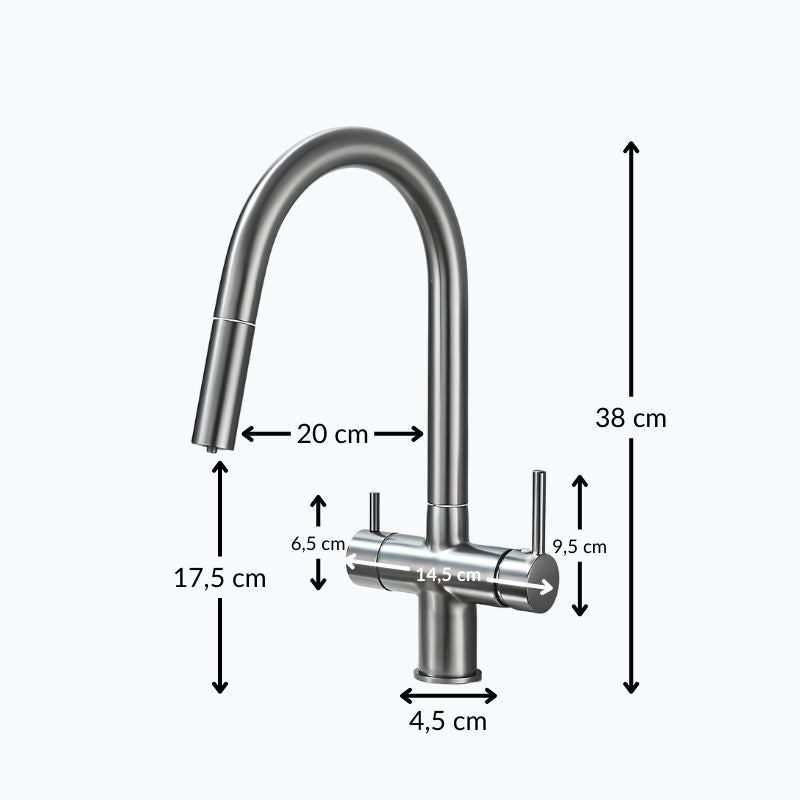 Robinet de cuisine douchette et rotation 360° - Noir